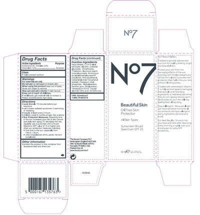 No7 BS Oil Free Skin Protector SPF 25 carton - No7 BS Oil Free Skin Protector SPF 25 carton